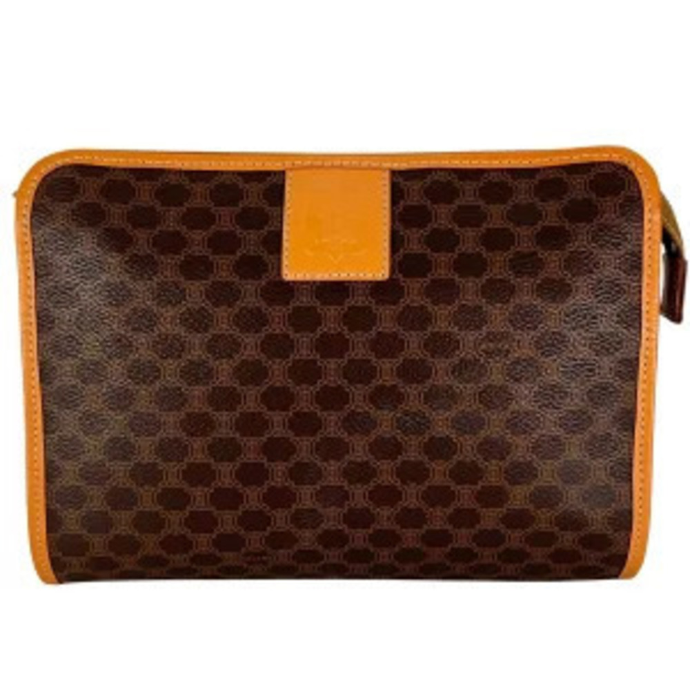Celine Clutch Bag Leather Macadam Brown